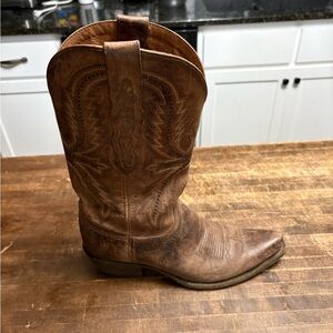 Lucchese Brown Leather Western Heeled Cowboy Boot